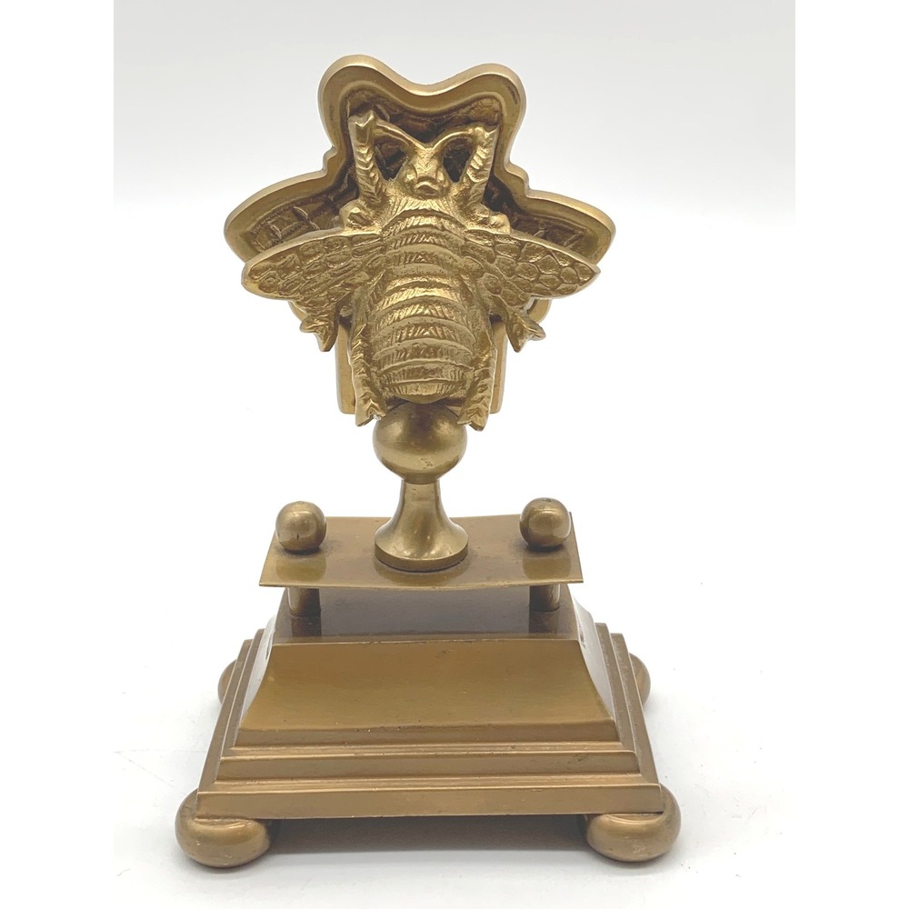 Vintage Brass Photo Clip Holder Bumble Bee Card Memo Stand Desk Decor
